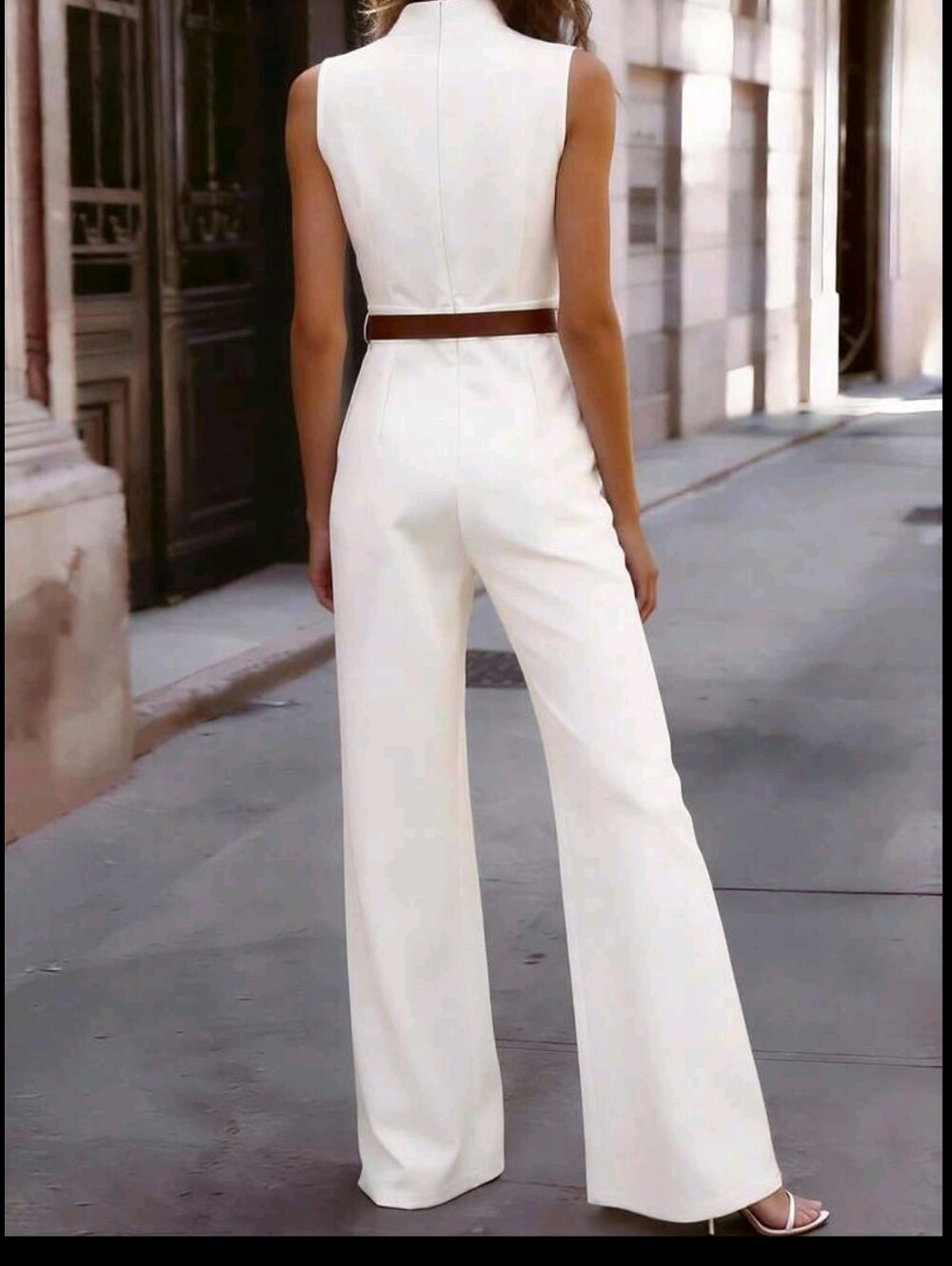 Women's Elegant Solid Color Stand Collar Sleeveless Jumpsuit - Picture 2 of 6